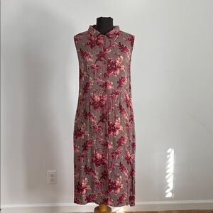 VTG April Cornell XL dress cottagecore floral sleeveless button up back tie